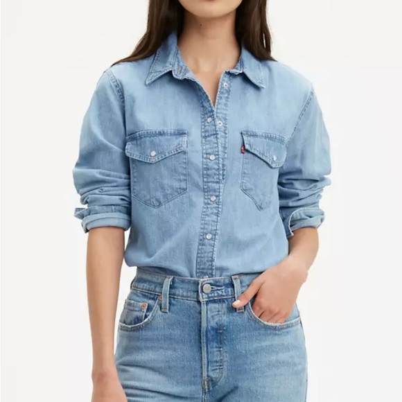 Levi’s Essential Western Denim Shirt - Cool Out - Size XL - Picture 2 of 7